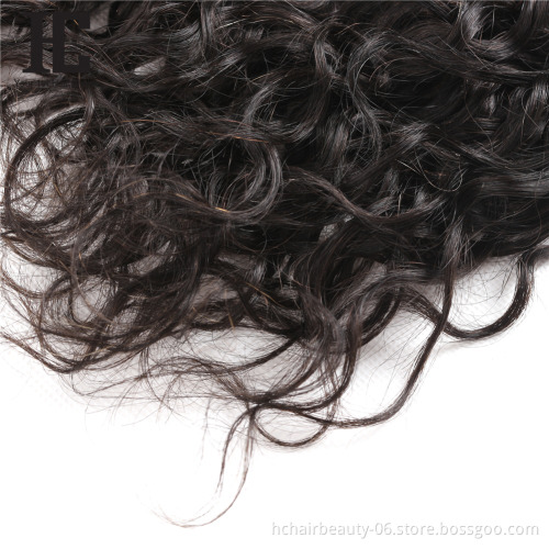 Raw Indian hair New Products Water Weave Bundles With Closure Natural Color Water Wave 3 Bundles With Closure